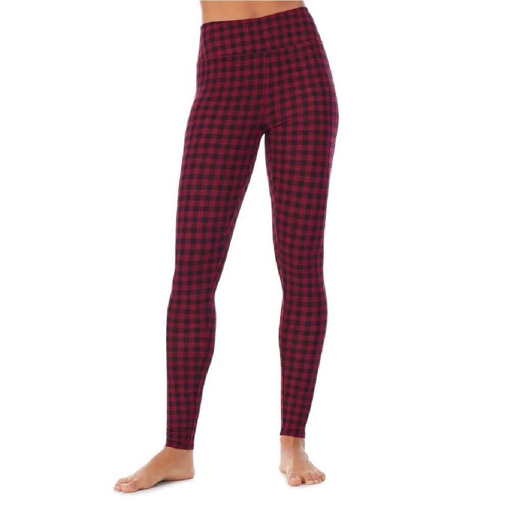 Cuddl Duds Women's Red/Black Softwear Stretch High-Waist Legging XS